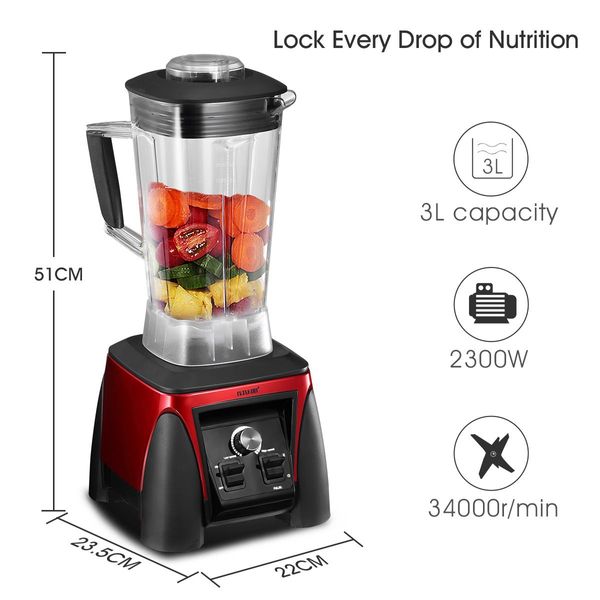 3L HIgh Power Blender Commercial Food Processor Mixer Smoothie Maker Juicer