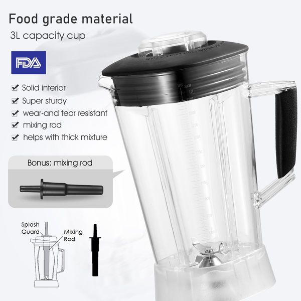 3L HIgh Power Blender Commercial Food Processor Mixer Smoothie Maker Juicer