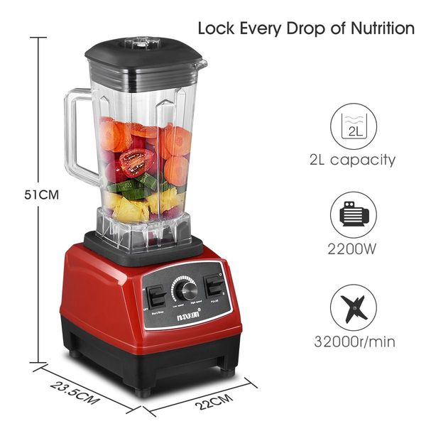 Commercial High Speed Blender Smoothie Maker Food Mixers Juicer 2L Red