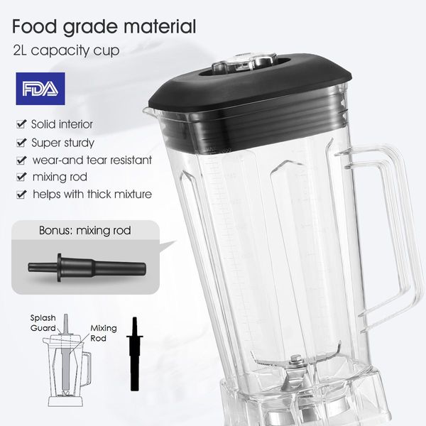 Commercial High Speed Blender Smoothie Maker Food Mixers Juicer 2L Black