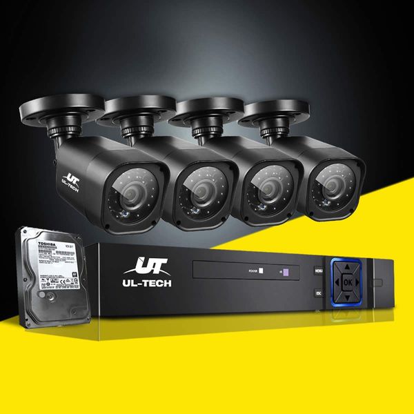 UL-Tech CCTV Security System 2TB 4CH DVR 1080P 4 Camera Sets