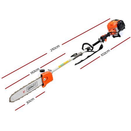 Giantz 65CC Pole Chainsaw Hedge Trimmer Brush Cutter Whipper Snipper 9-in-1 4.3m