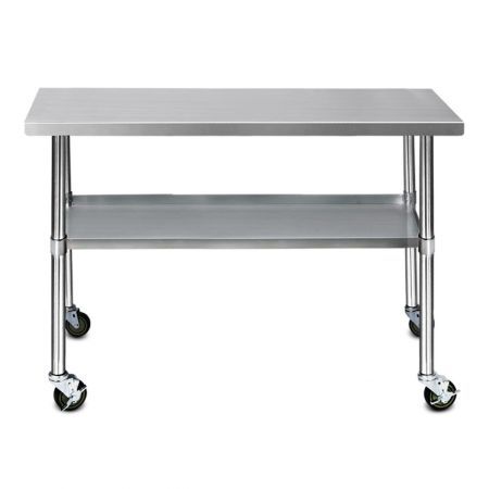 Cefito 304 Stainless Steel Kitchen Benches Work Bench Food Prep Table with Wheels 1219MM x 610MM