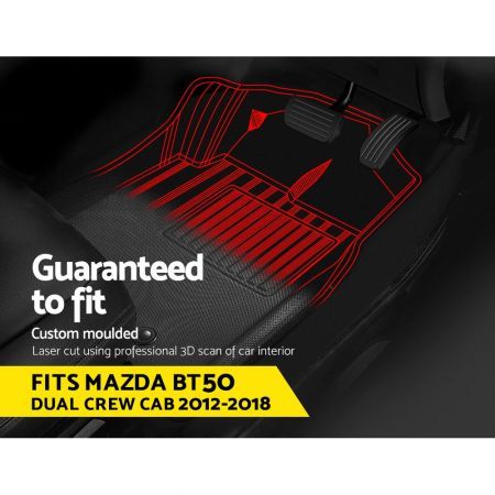 Weisshorn Car Floor Mats Rubber Fits Mazda BT50 Dual Crew Cab 2012-2021 3D BT-50