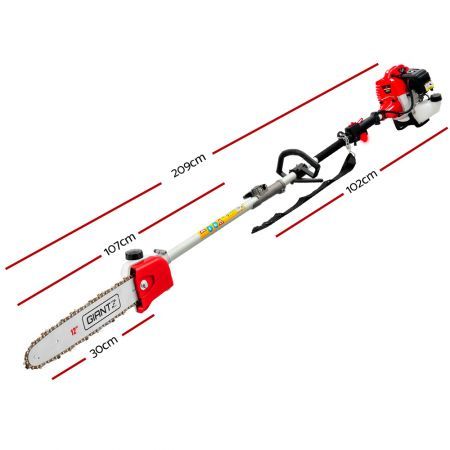 Giantz 62CC Pole Chainsaw 12in Chain Saw Petrol 4.3m Long Reach Red