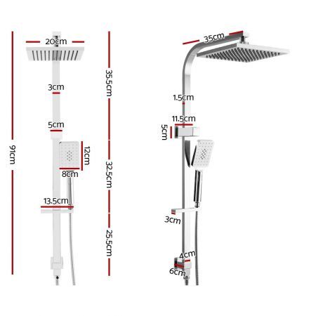 Cefito WELS 8'' Rain Shower Head Set Square Handheld High Pressure Wall Chrome