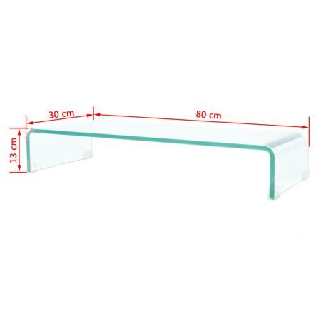 TV Stand/Monitor Riser Glass Clear 80x30x13 cm