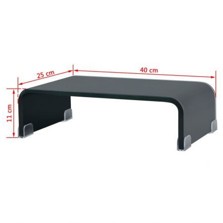 TV Stand/Monitor Riser Glass Black 40x25x11 cm