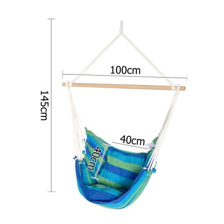 Gardeon Hanging Hammock Chair Swing Indoor Outdoor Portable Camping Blue