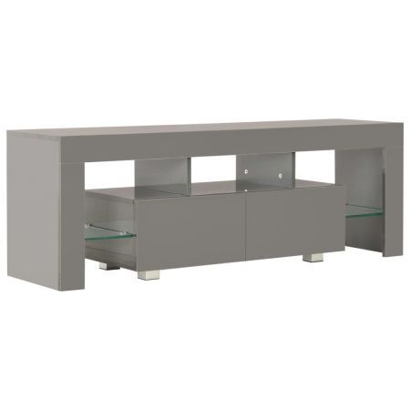 TV Cabinet with LED Lights High Gloss Grey 130x35x45 cm