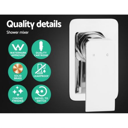 WELS Round 9 inch Rain Shower Head and Mixer Set Bathroom Handheld Spray Bracket Rail Chrome