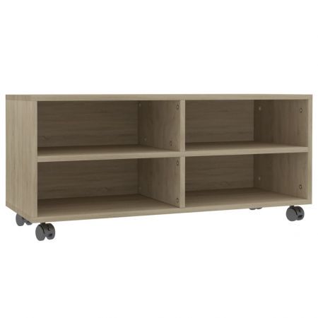 TV Cabinet with Castors Sonoma Oak 90x35x35 cm Chipboard