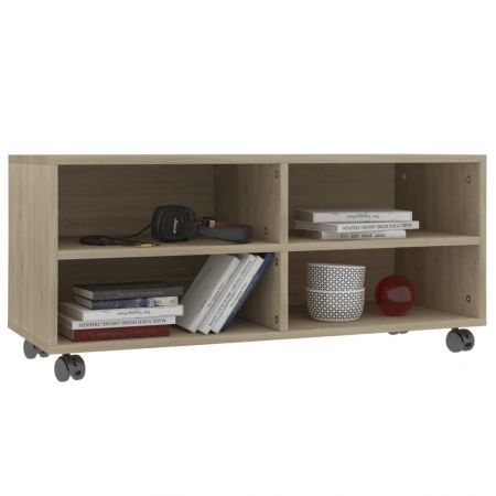 TV Cabinet with Castors Sonoma Oak 90x35x35 cm Chipboard