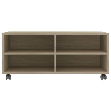 TV Cabinet with Castors Sonoma Oak 90x35x35 cm Chipboard