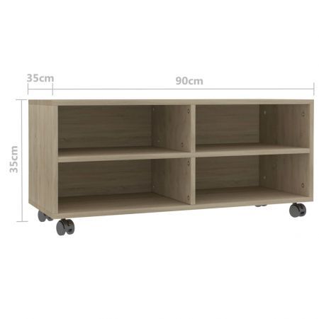 TV Cabinet with Castors Sonoma Oak 90x35x35 cm Chipboard