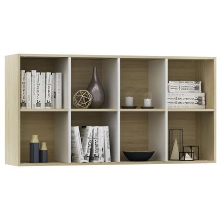 Book Cabinet/Sideboard White and Sonoma 66x30x130 cm Chipboard