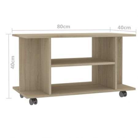 TV Cabinet with Castors Sonoma Oak 80x40x40 cm Chipboard