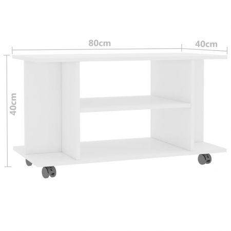 TV Cabinet with Castors High Gloss White 80x40x40 cm Chipboard