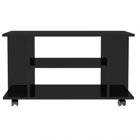 TV Cabinet with Castors High Gloss Black 80x40x40 cm Chipboard