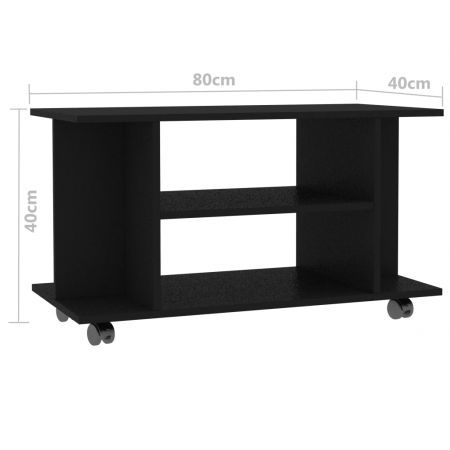 TV Cabinet with Castors Black 80x40x40 cm Chipboard