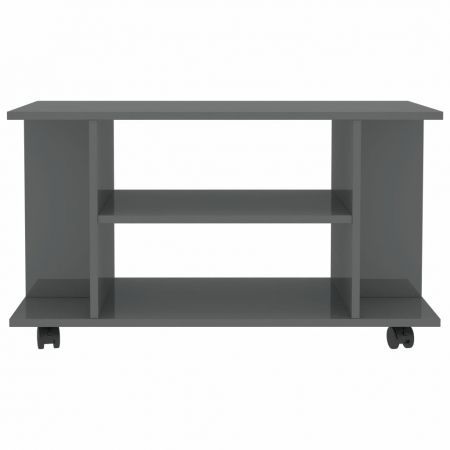 TV Cabinet with Castors High Gloss Grey 80x40x40 cm Chipboard