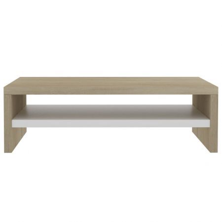 Monitor Stand White and Sonoma Oak 42x24x13 cm Chipboard