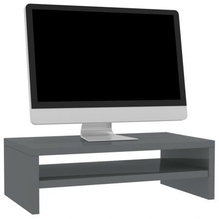 Monitor Stand High Gloss Grey 42x24x13 cm Chipboard