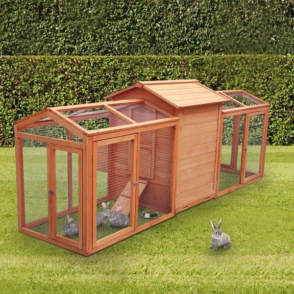 Chicken Run Coop Chook Bird Cage Pen Shelter Wood House Rabbit Hutch Bunny Pet Enclosure Outdoor