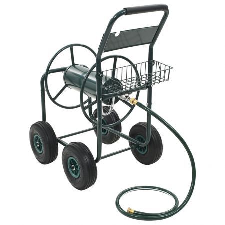 Garden Hose Trolley with 1/2" Hose Connector Steel Green