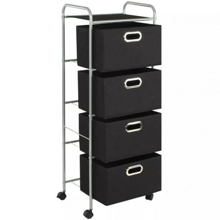 Shelving Unit with 4 Storage Boxes Steel and Non-woven Fabric