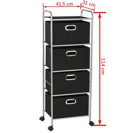 Shelving Unit with 4 Storage Boxes Steel and Non-woven Fabric