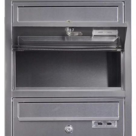 Quadruple Mailbox on Stand Stainless Steel