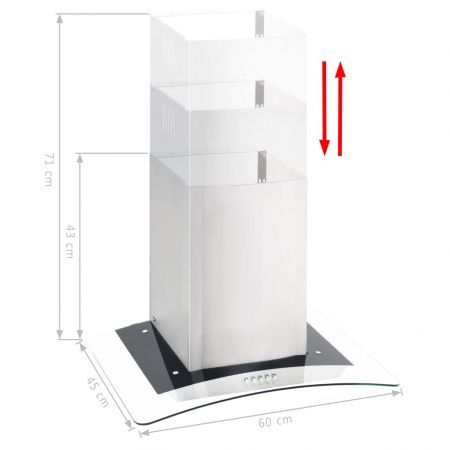 Wall Mounted Range Hood 60 cm Stainless Steel 756 Cubic Meter/H LED