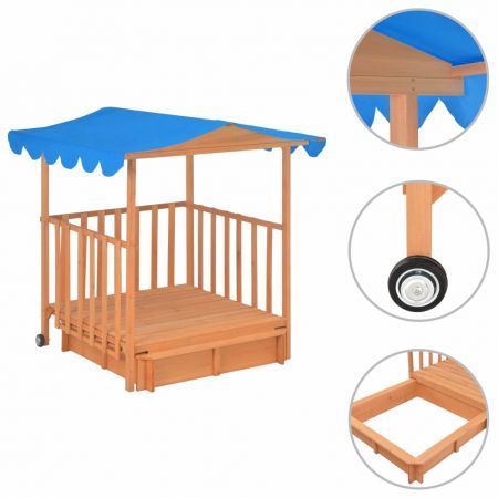 Kids Playhouse with Sandbox Wood Blue UV50