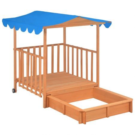 Kids Playhouse with Sandbox Wood Blue UV50