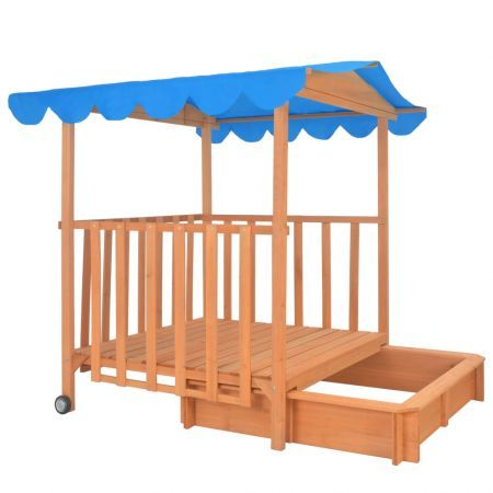 Kids Playhouse with Sandbox Wood Blue UV50