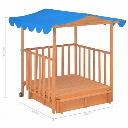 Kids Playhouse with Sandbox Wood Blue UV50