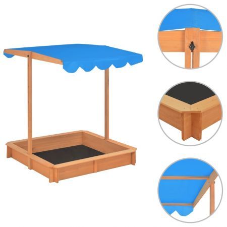 Sandbox with Adjustable Roof Wood Blue UV50