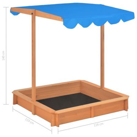 Sandbox with Adjustable Roof Wood Blue UV50