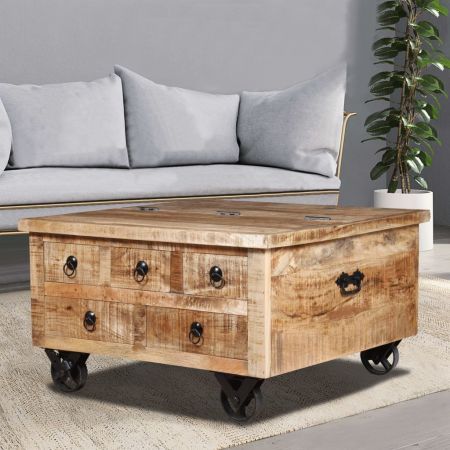 Coffee Table Rough Mango Wood 70x70x40 cm