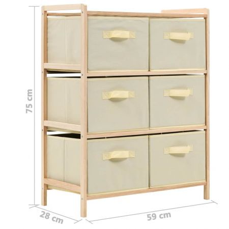 Storage Rack with 6 Fabric Baskets Cedar Wood Beige