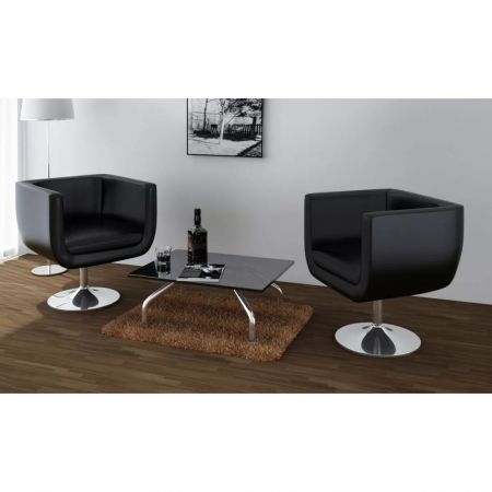 Bar Chairs 2 pcs Artificial Leather Black