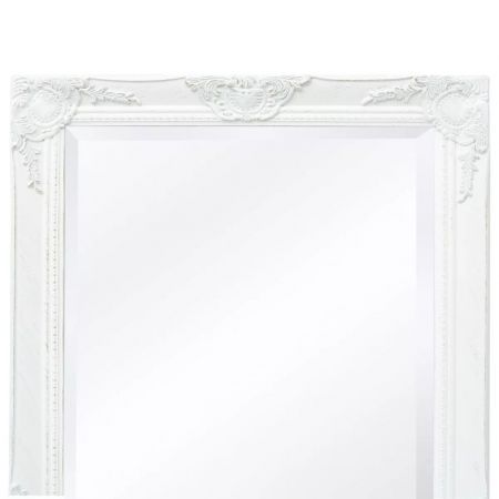 Wall Mirror Baroque Style 100x50 cm White