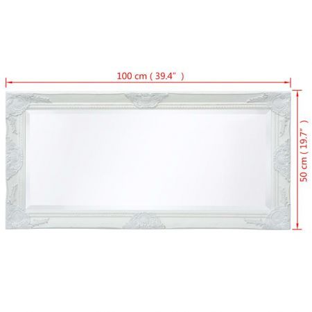 Wall Mirror Baroque Style 100x50 cm White