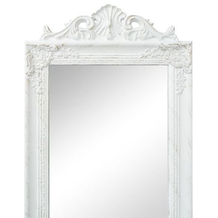 Free-Standing Mirror Baroque Style 160x40 cm White