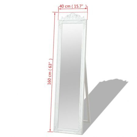 Free-Standing Mirror Baroque Style 160x40 cm White