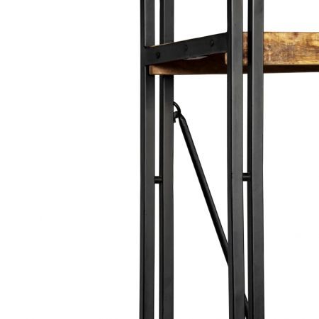 5-Tier Bookcase Solid Mango Wood and Steel 90x30x180 cm