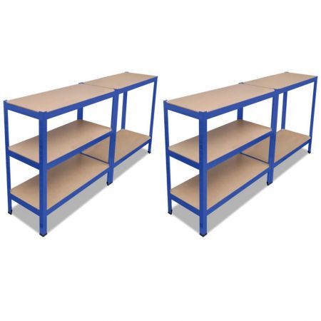 Storage Shelf Racking Shelving Storage Garage Shelves Rack Steel Blue 2 pcs