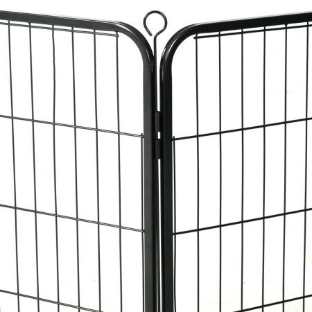 Dog Playpen 16 Panels Steel 80x80 cm Black