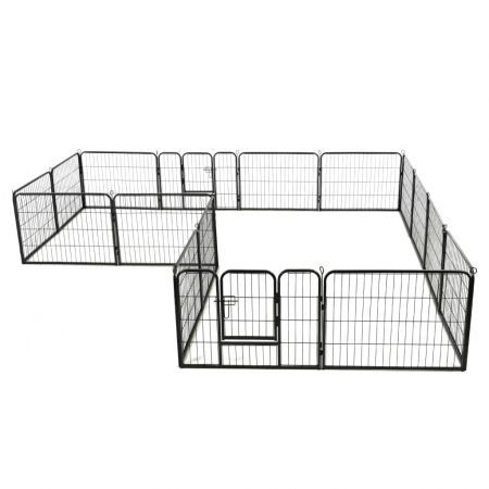 Dog Playpen 16 Panels Steel 60x80 cm Black